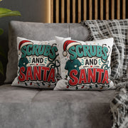 Scrubs and Santa Holiday Pillowcase Modern Day Christmas  — Christmas Nurse Decorative Throw Pillow Cover