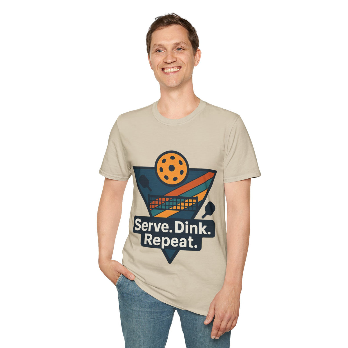 Pickleball T-Shirt — Retro Paddle & Ball Design with “Serve. Dink. Repeat.” Slogan - Trending Now - August 2026