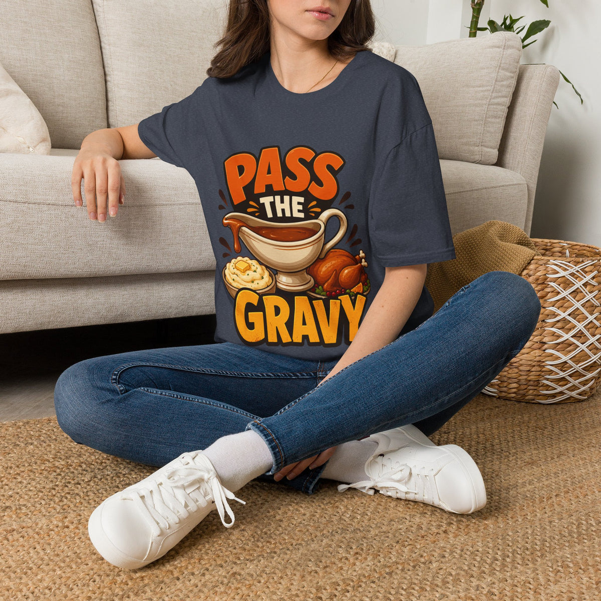 Thanksgiving T-Shirt Pass the Gravy T-Shirt — Funny Thanksgiving Turkey Dinner Tee