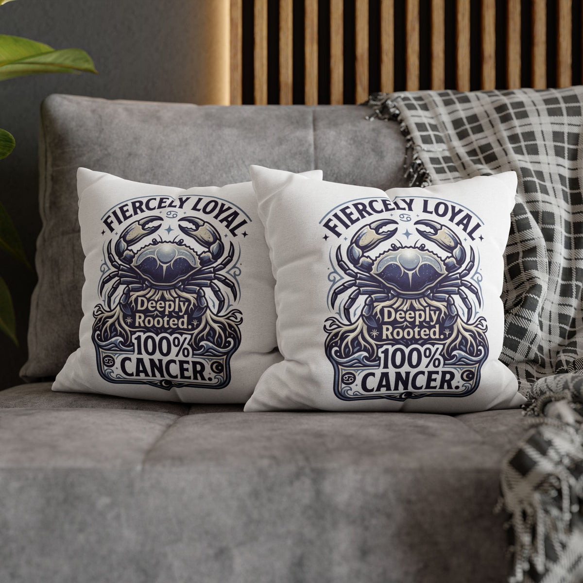 Cancer Zodiac Crab Pillowcase - "Fiercely Loyal, Deeply Rooted" Throw Pillow