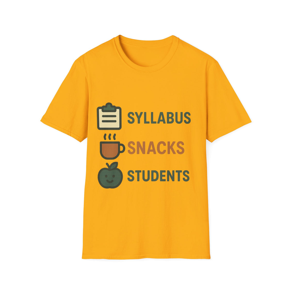 Syllabus Snacks Students Graphic Tee — Funny Teacher & Student Back-to-School T-Shirt - Trending Now - August 2026