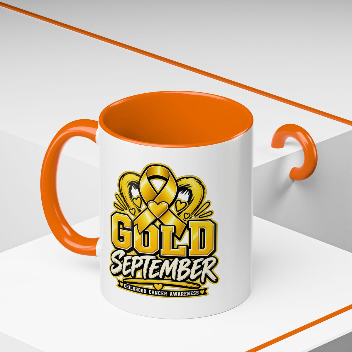 Gold September Coffee Mug — Childhood Cancer Awareness Accent Mug (11/15oz)