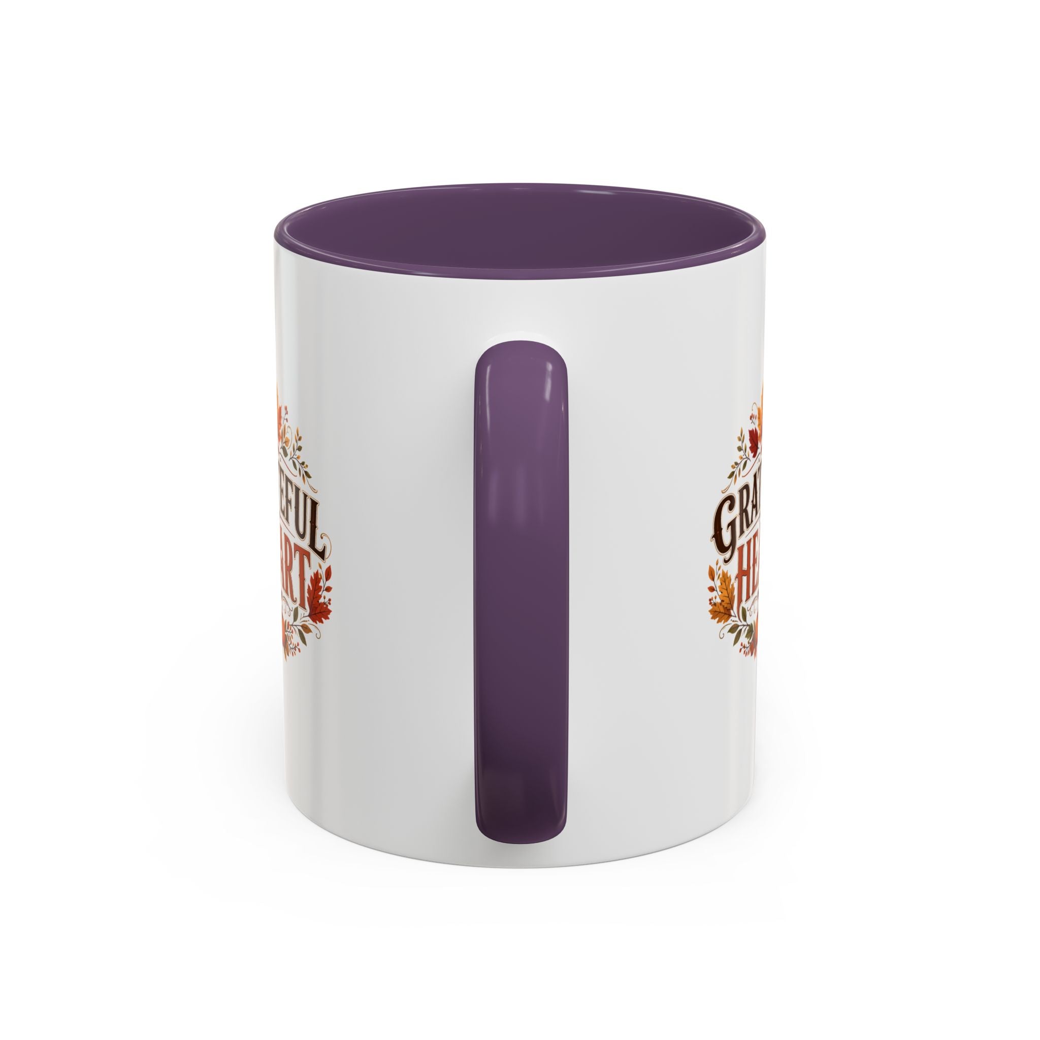 Thanksgiving Mug Grateful Heart Coffee Mug — Fall Leaves Pumpkin Accent Mug