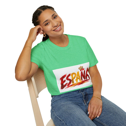 Spain  Graphic T-Shirt — Spanish Flag Brushstroke Design with Crown