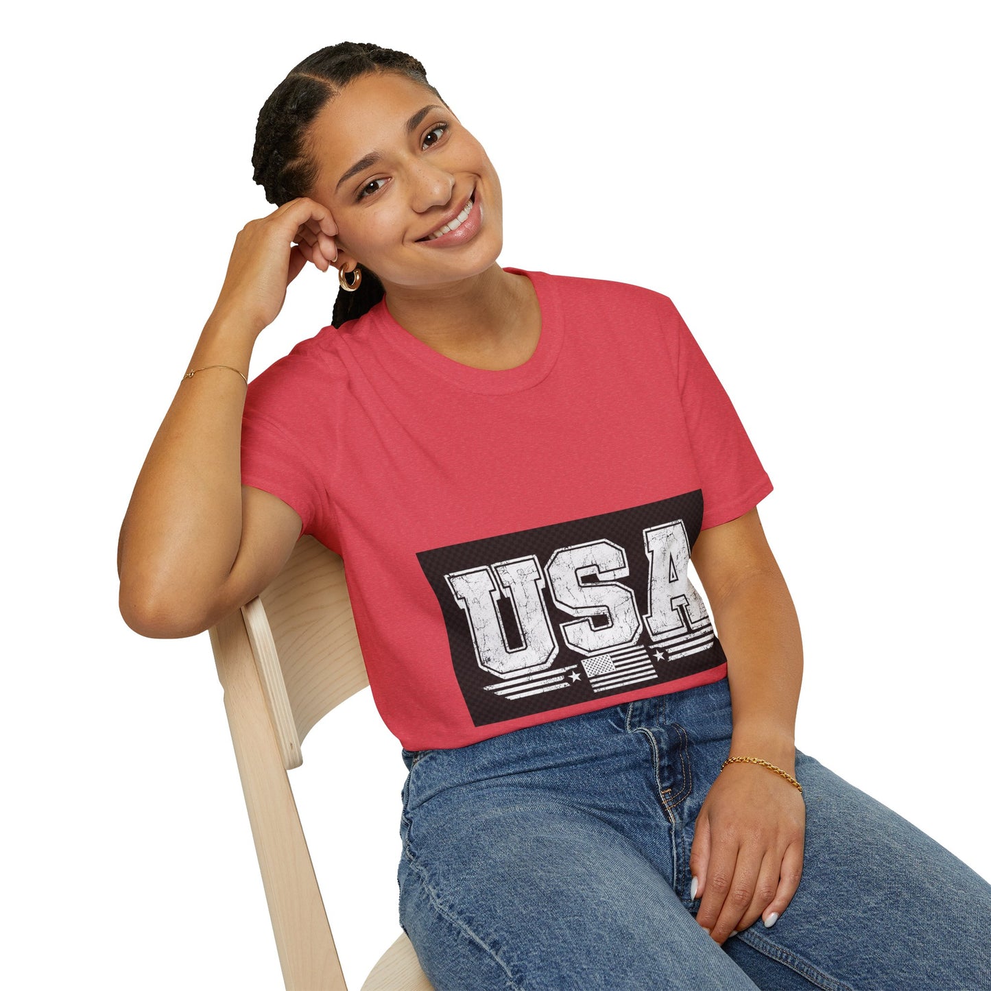 USA Vintage Block T-Shirt — Patriotic Americana Graphic Tee