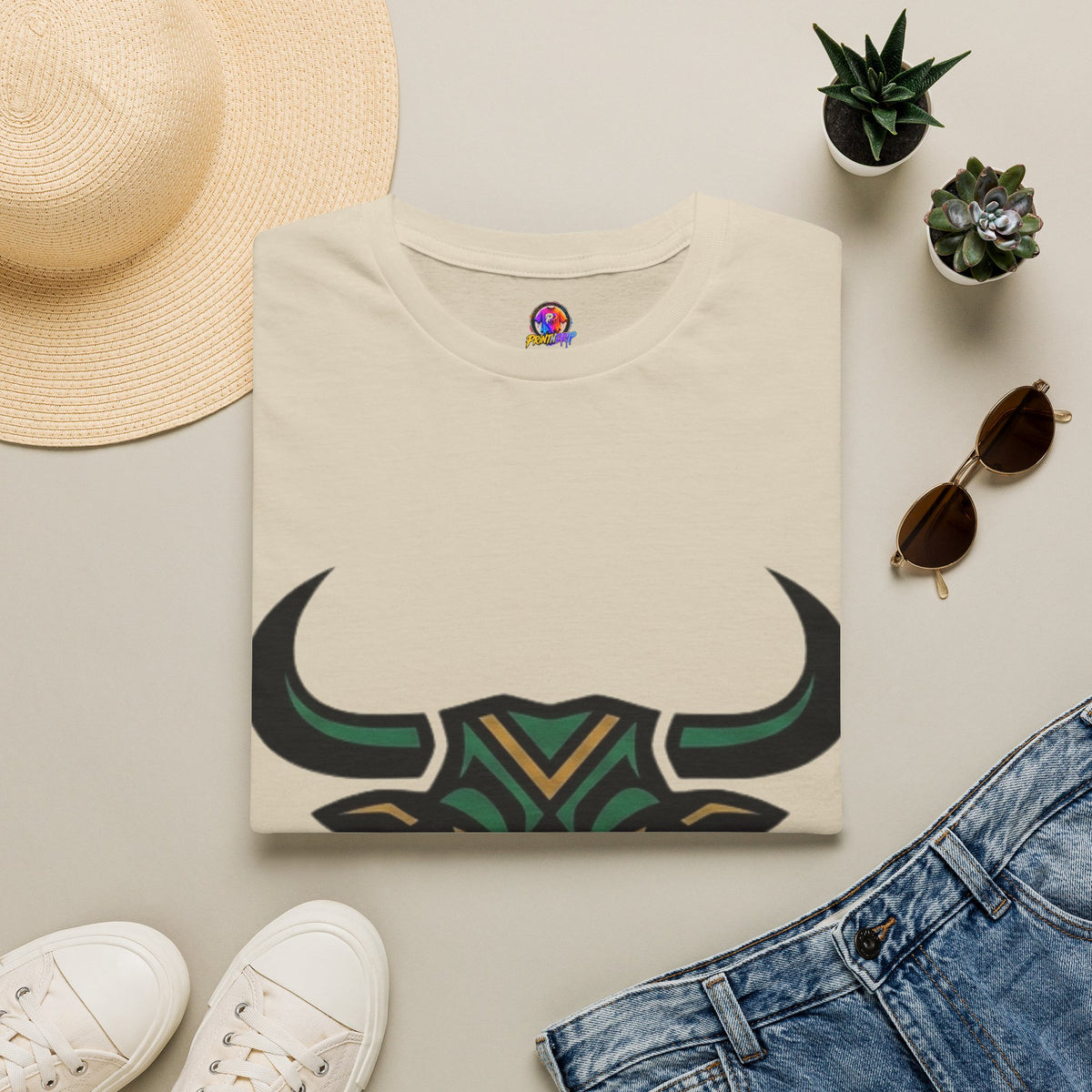 Taurus Bull Head T-Shirt — Geometric Tribal Bull Graphic Tee