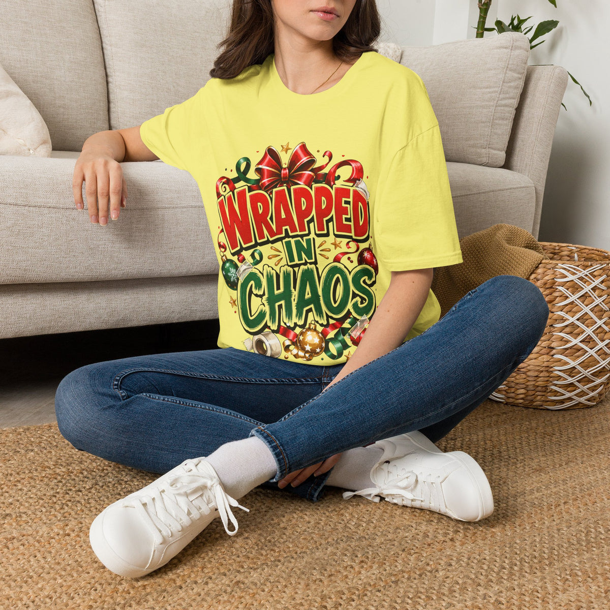 T-Shirt — "Wrapped in Chaos" Holiday Graphic Tee