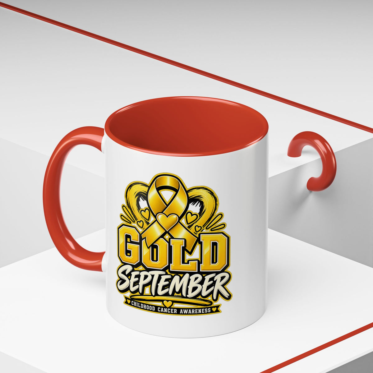 Gold September Coffee Mug — Childhood Cancer Awareness Accent Mug (11/15oz)