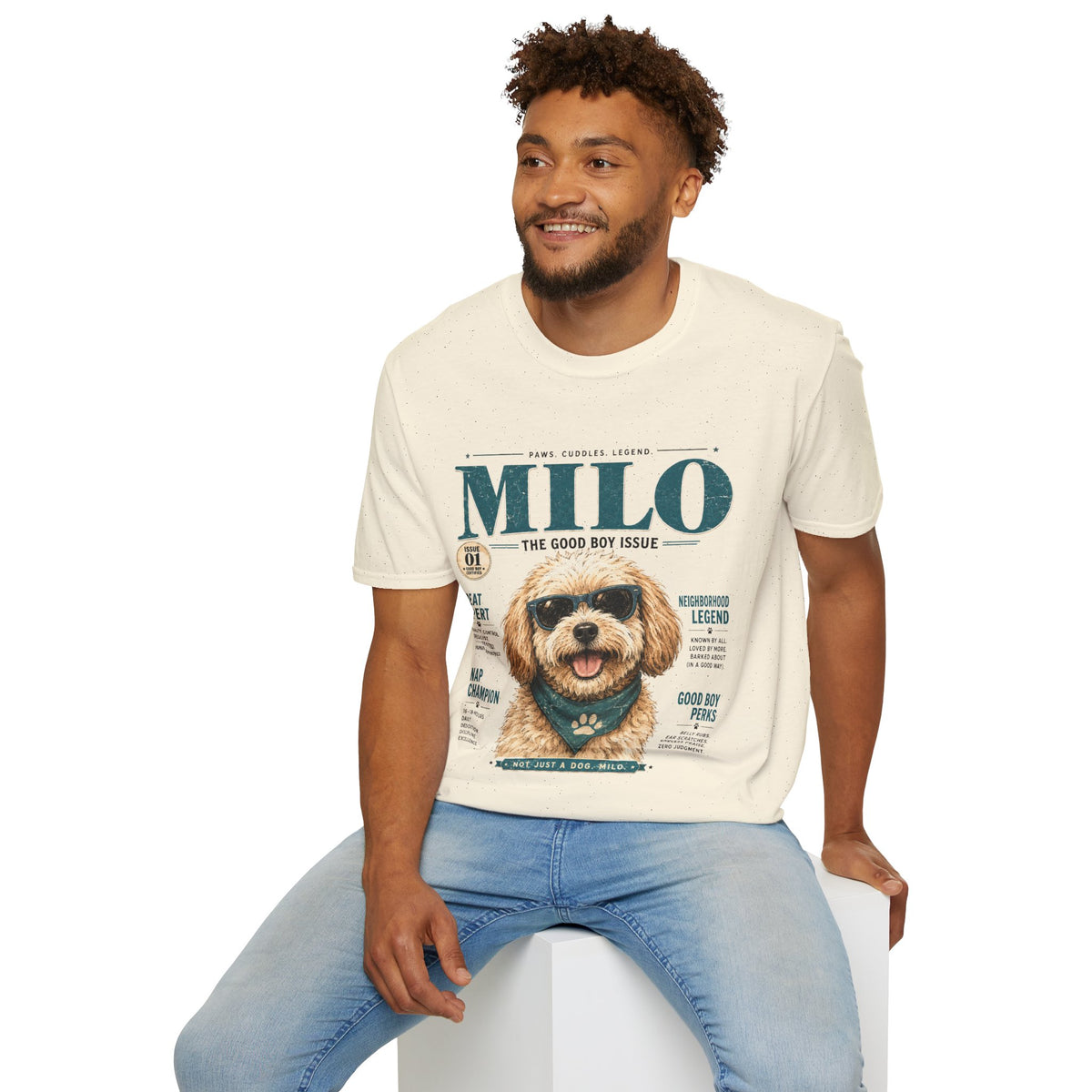 Milo 'The Good Boy Issue' T-Shirt — Cute Dog Magazine Cover Tee