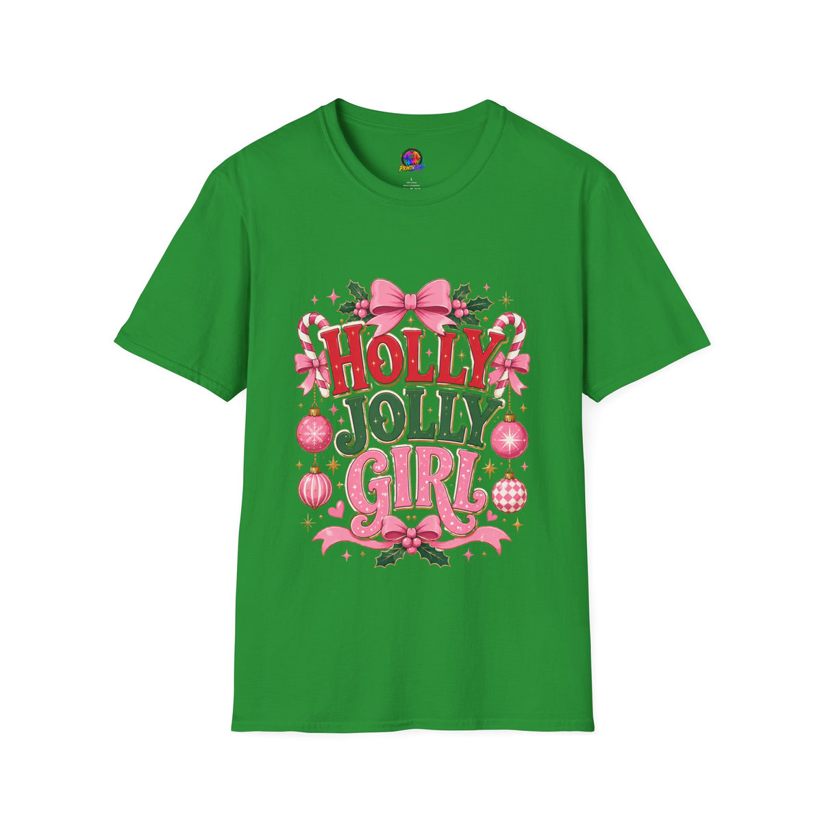 Holly Jolly Girl T-Shirt — Pink Holiday Graphic Tee