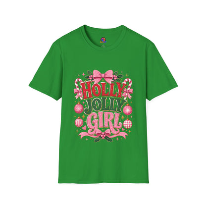 Holly Jolly Girl T-Shirt — Pink Holiday Graphic Tee