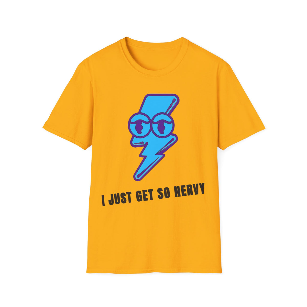 Graphic T-Shirt — 'I Just Get So Nervy' Blue Lightning Emoji Tee - Trending Now - September 2026