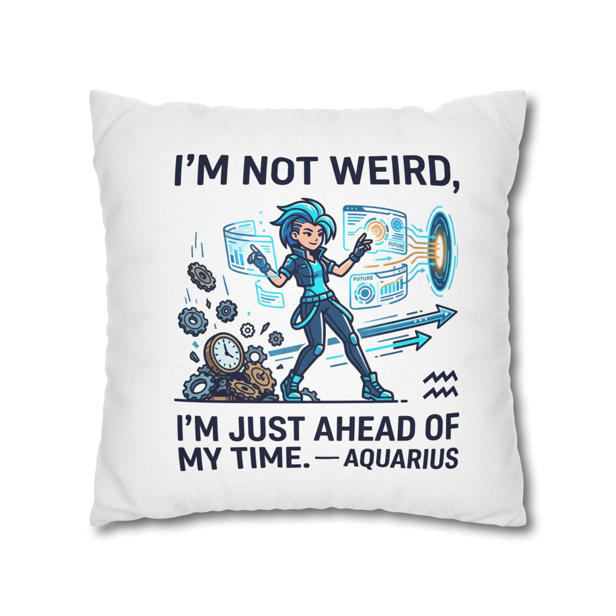 Aquarius Zodiac Spun Polyester Square Pillowcase