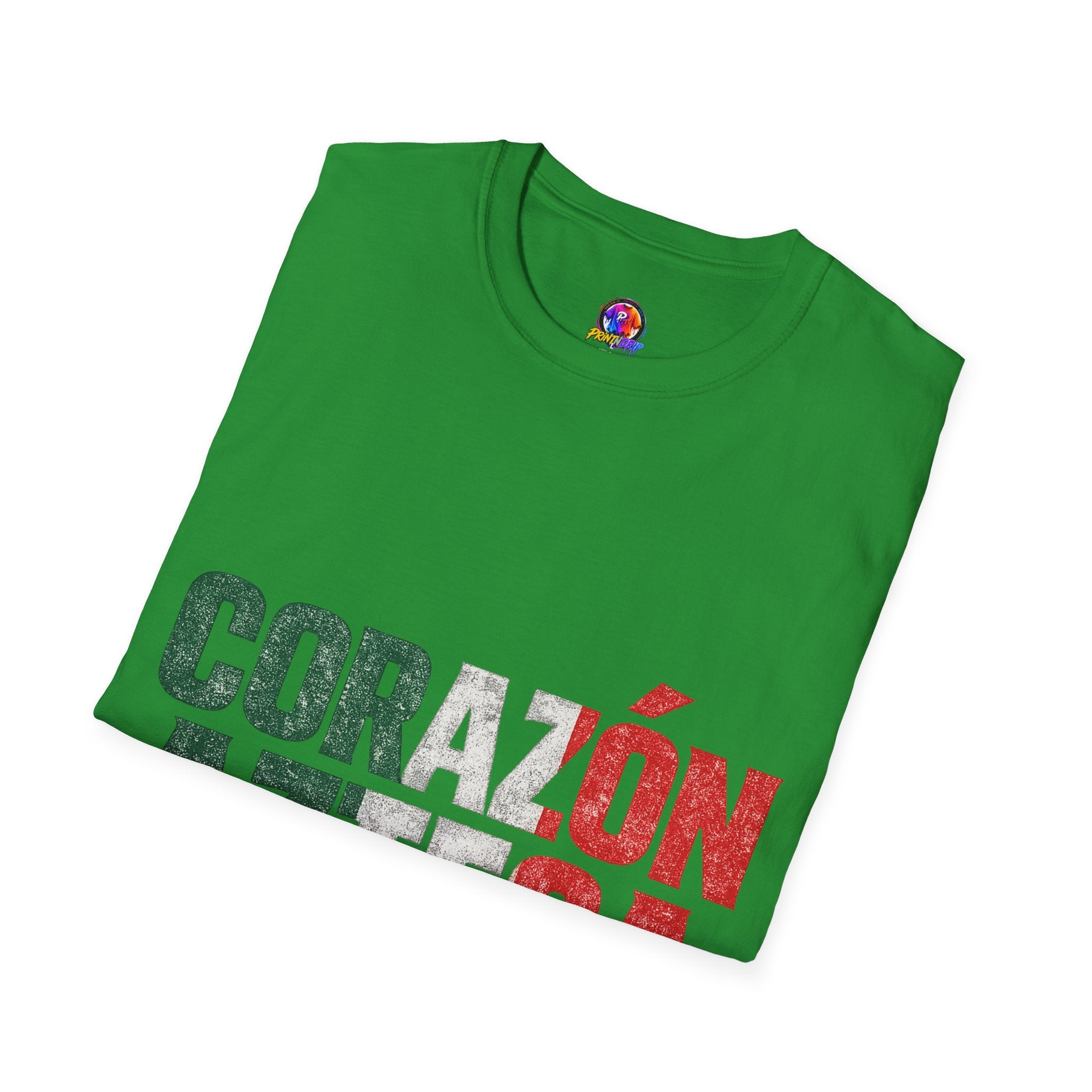 Mexico Corazón Azteca T-Shirt — Mexican Pride Flag Text Tee