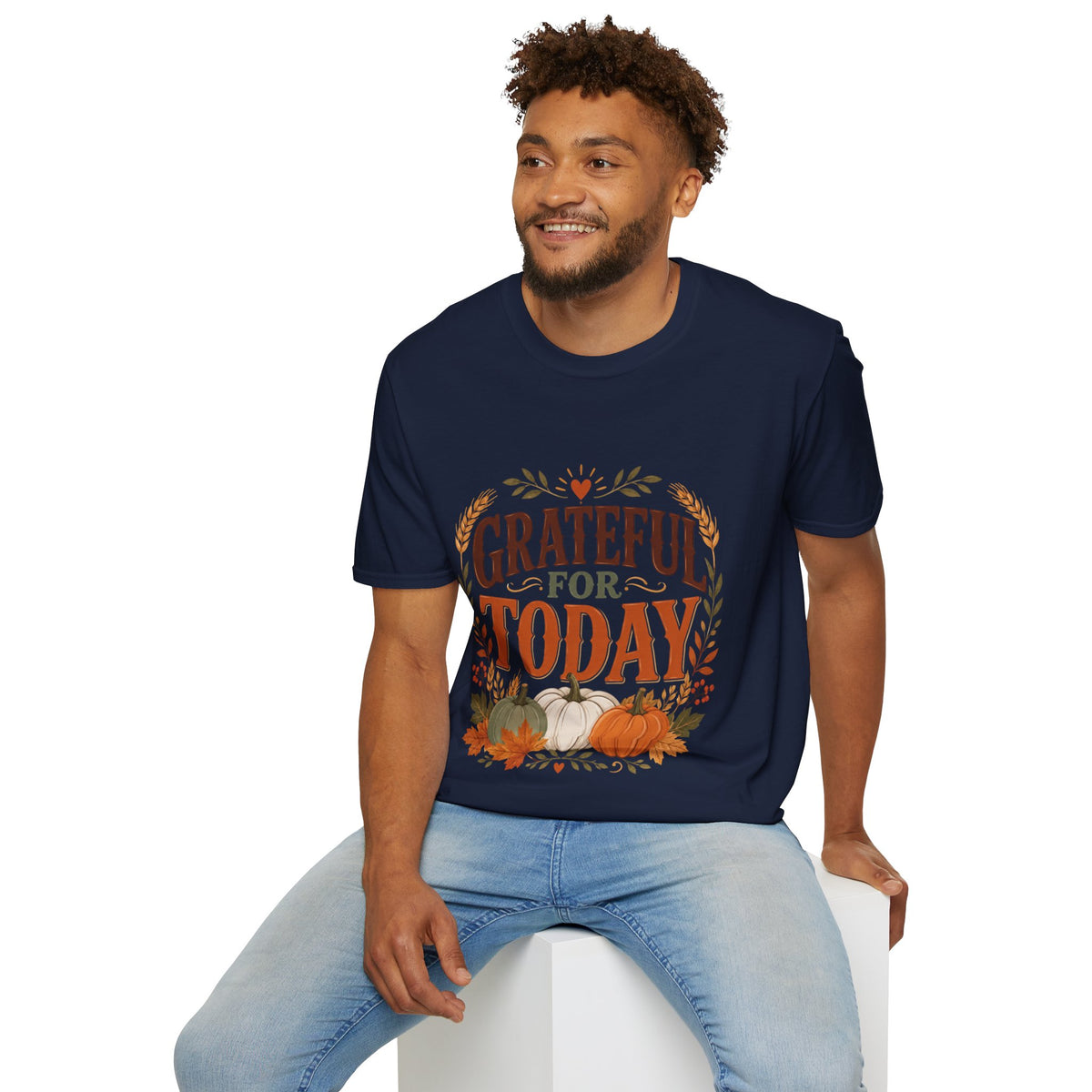 Thanksgiving T-Shirt Grateful For Today T-Shirt — Fall Pumpkin Thanksgiving Casual Tee