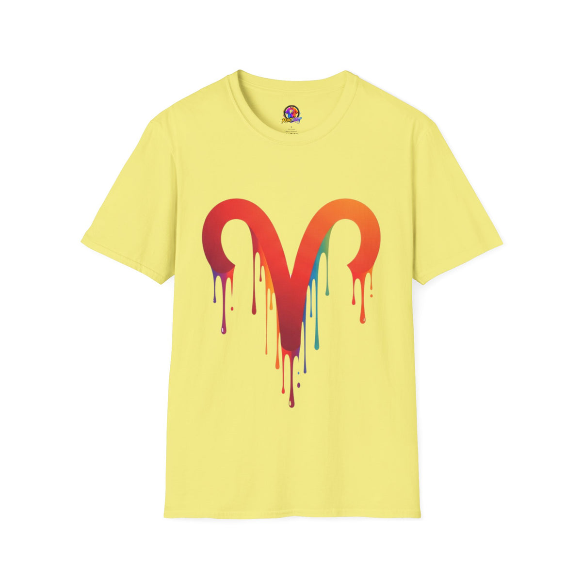 Aries Rainbow Drip T-Shirt — Colorful Dripping Zodiac Graphic Tee