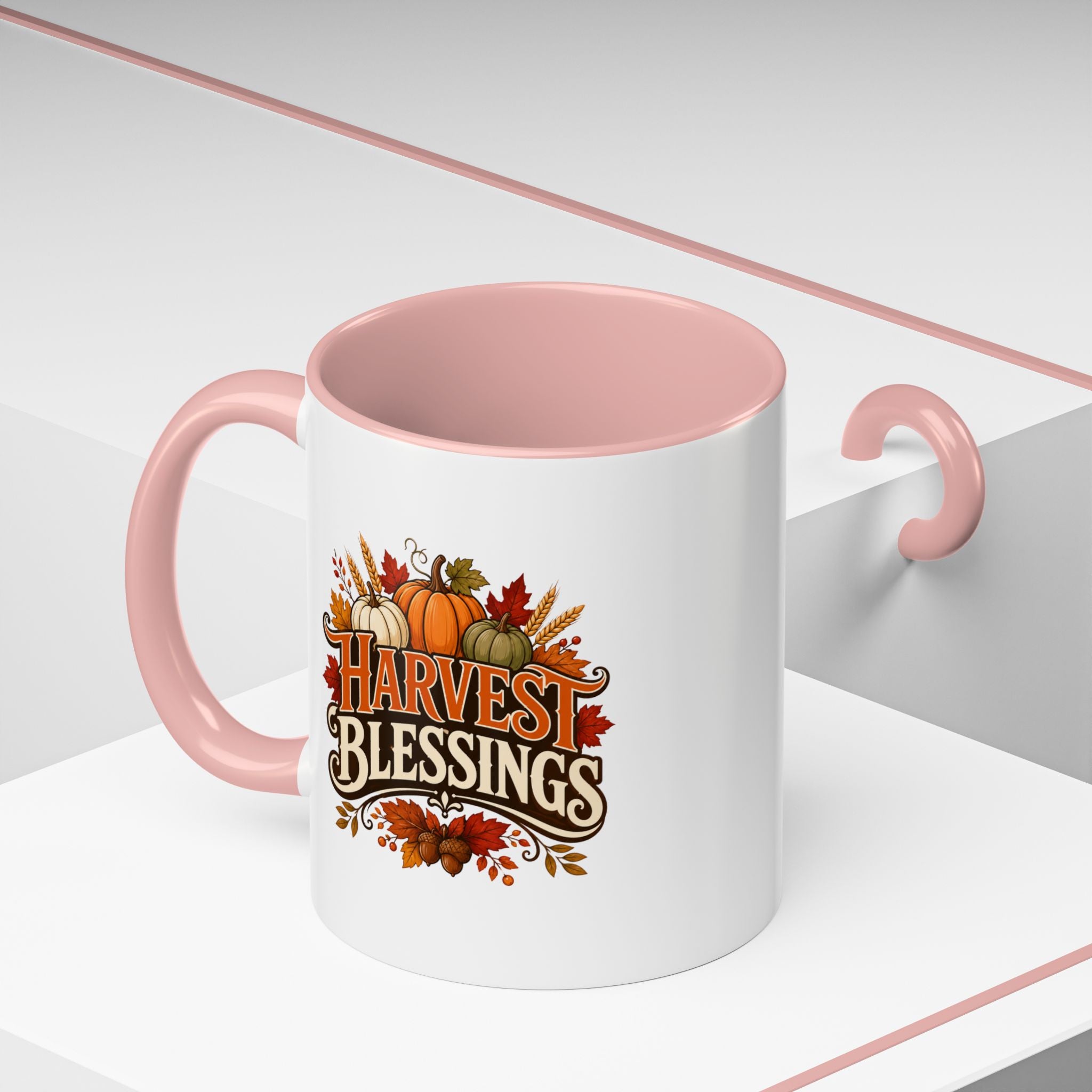 Thanksgiving Mug Harvest Blessings Coffee Mug — Thanksgiving Pumpkin Accent Mug