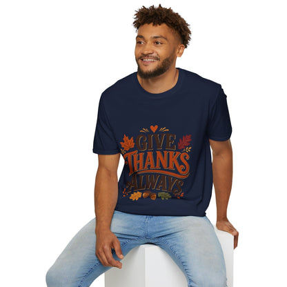 Give Thanks Always Tee — Thanksgiving Fall Leaves Gratitude T-Shirt