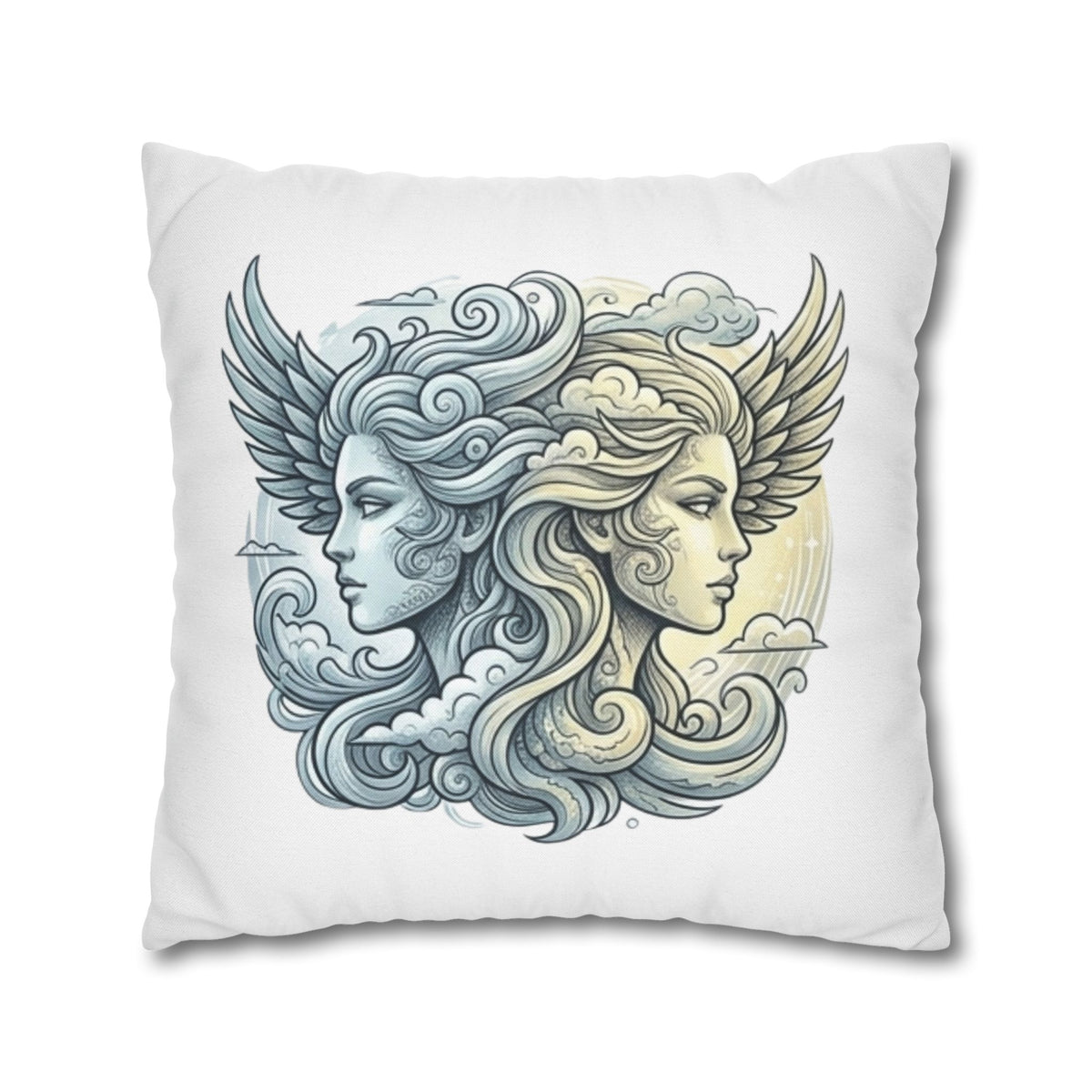 Gemini Dual Goddess Decorative Pillowcase — Celestial Sun & Moon Art Throw Pillow