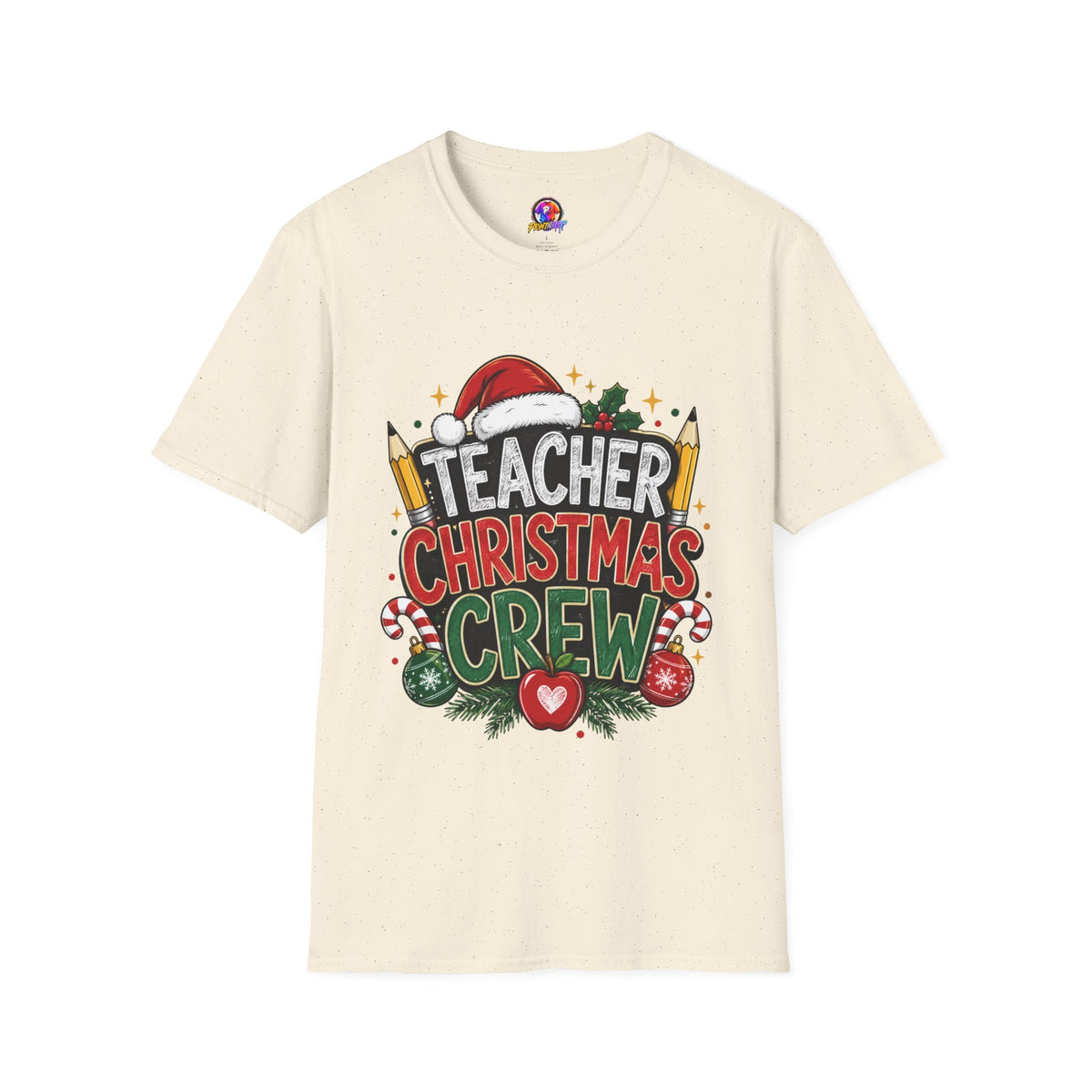 Teacher Christmas Crew T-Shirt — Holiday School Staff Tee with Santa Hat & Pencils