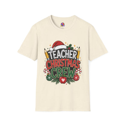Teacher Christmas Crew T-Shirt — Holiday School Staff Tee with Santa Hat & Pencils
