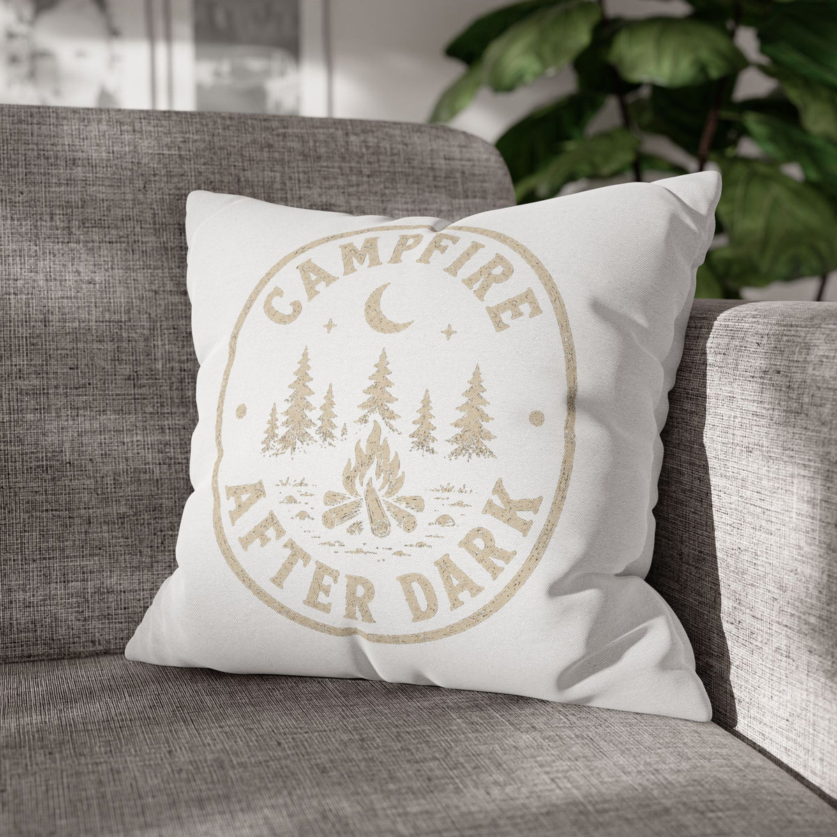 Square Pillowcase Milo Bailey Dog Dad Mom - "Campfire After Dark" Rustic Outdoor Accent Pillowcase