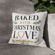 Christmas Baking Pillowcase — “Baked with Christmas Love” Decorative Throw Pillowcase