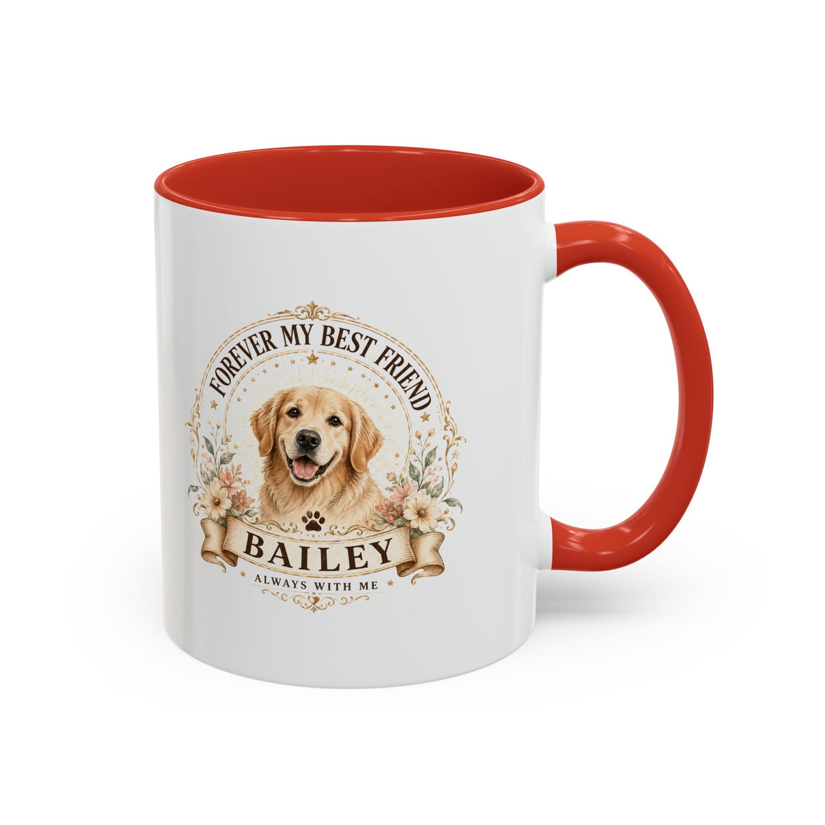 Milo Bailey Dog Dad Mom Golden Retriever Coffee Mug — “Forever My Best Friend” Personalized Dog Mug (Bailey)