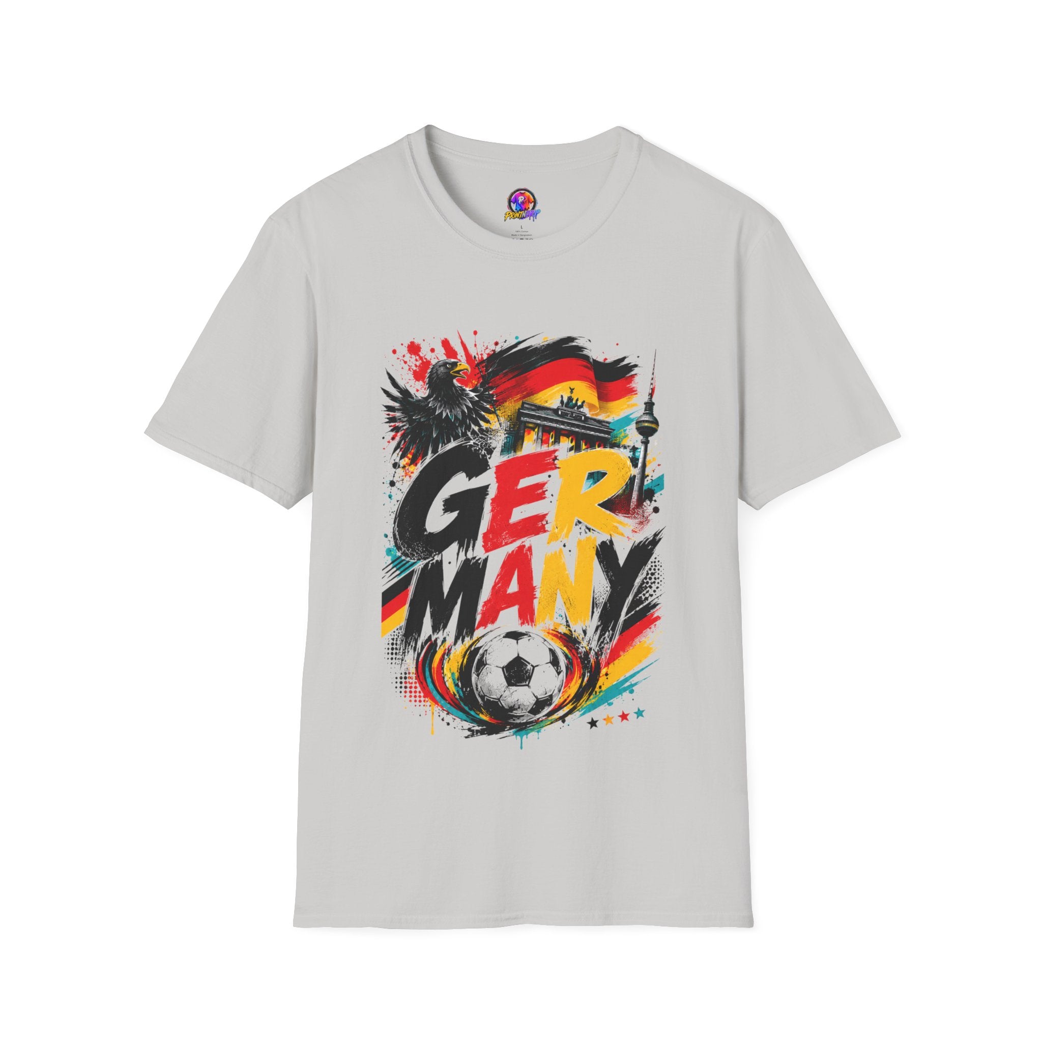 Germany Soccer Graphic T‑Shirt — Flag, Eagle & Brandenburger Tor Design