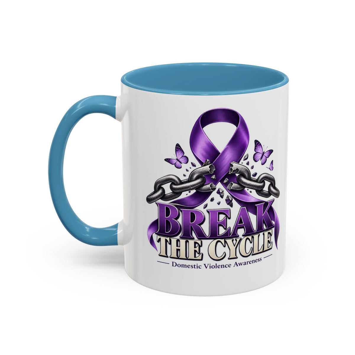 Break the Cycle Coffee Mug – Domestic Violence Awareness Purple Ribbon (11/15oz)