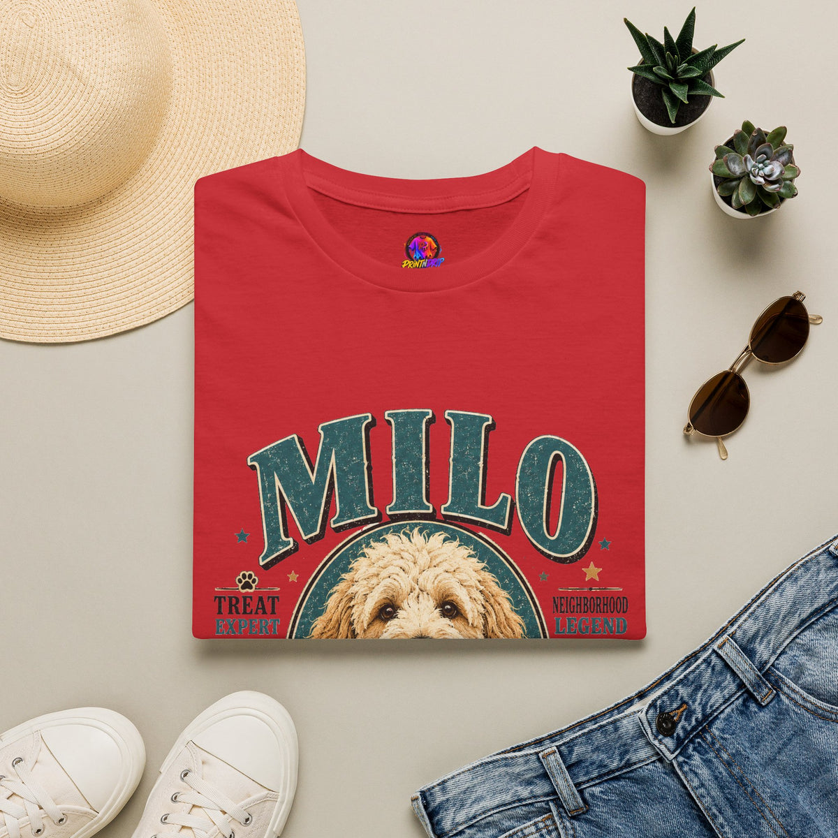 Dog Lover T-Shirt — "MILO" Personalized Pet Portrait Tee