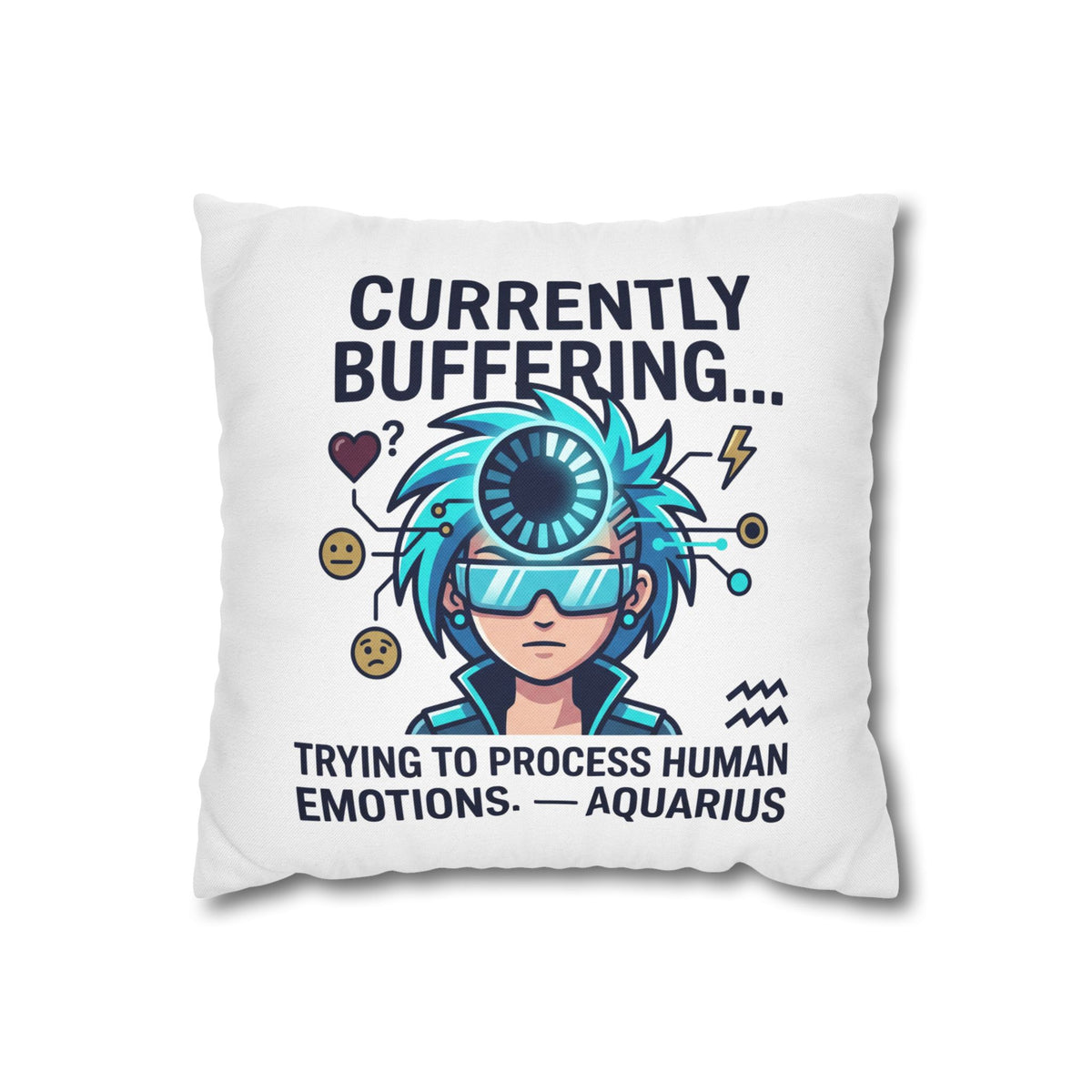 Aquarius Zodiac Spun Polyester Square Pillowcase