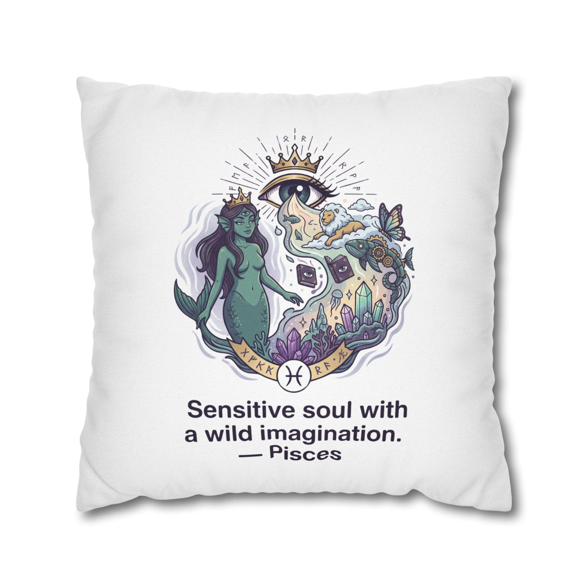 Pisces Zodiac Pillowcase — "Sensitive soul with a wild imagination" Decorative Throw Pillow Cover