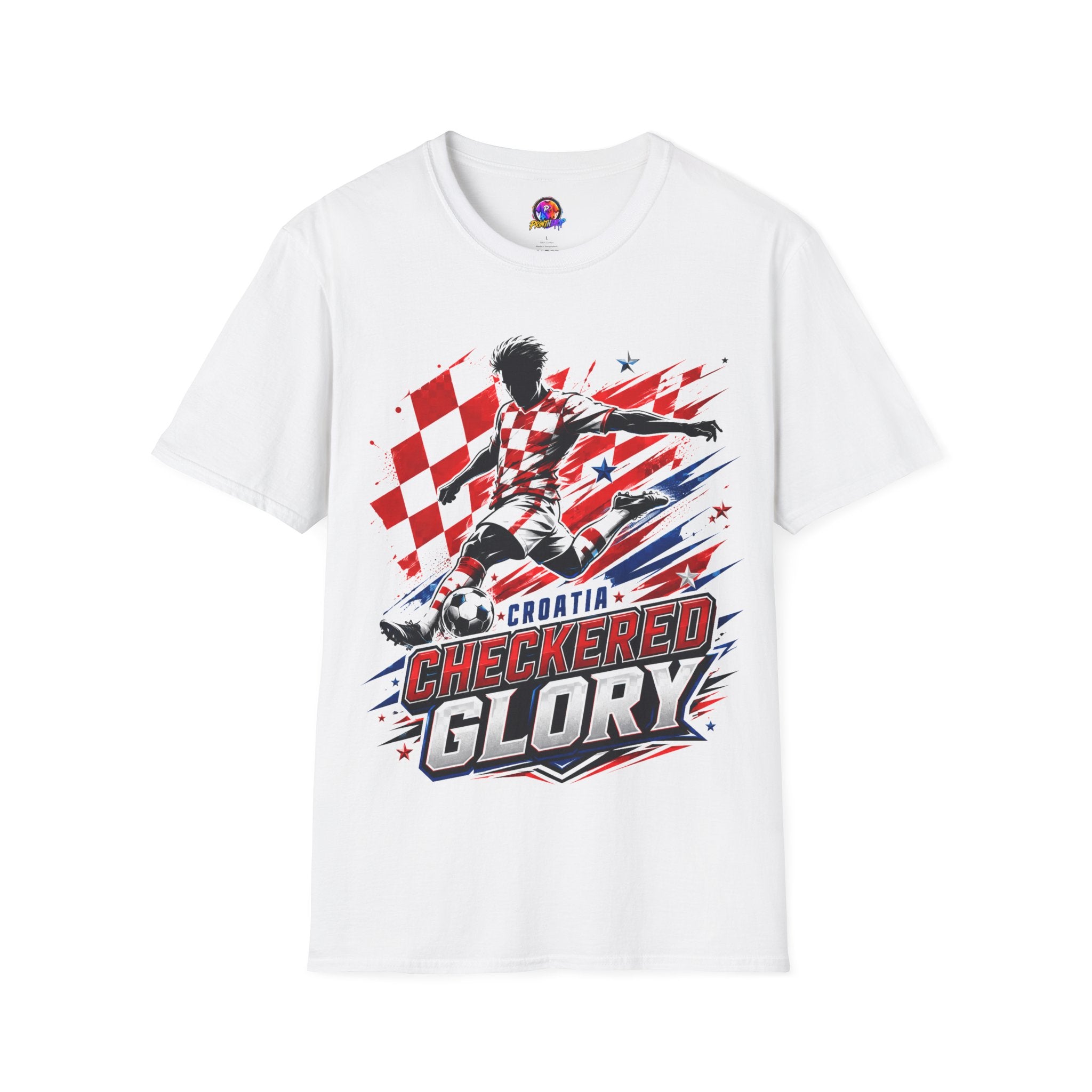 Checkered Glory T-Shirt — Croatia Soccer Fan Tee