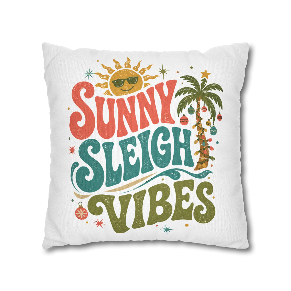 Sunny Sleigh Vibes Decorative Pillowcase Modern Day Christmas