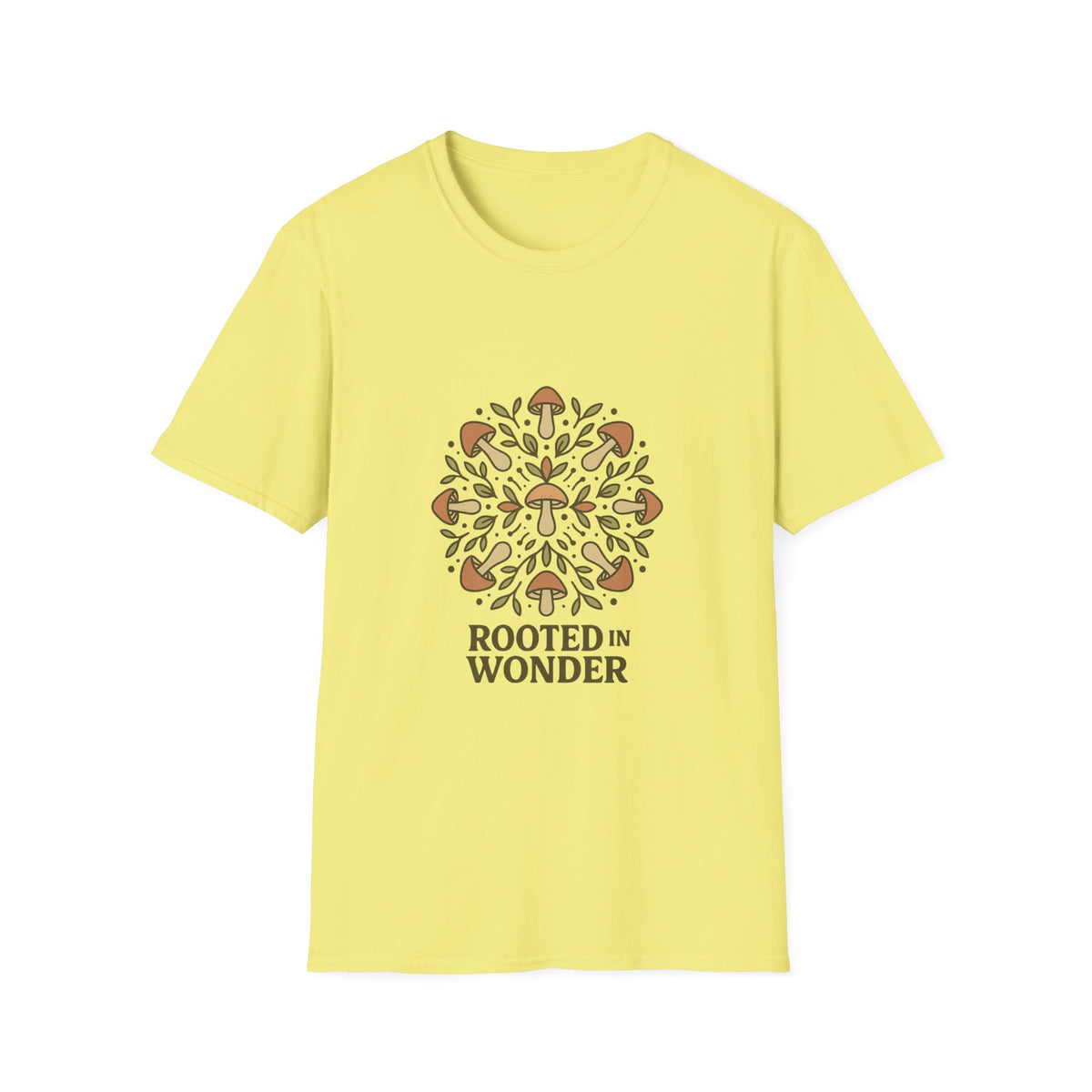 Mushroom Mandala T-Shirt — "Rooted in Wonder" Botanical Graphic Tee