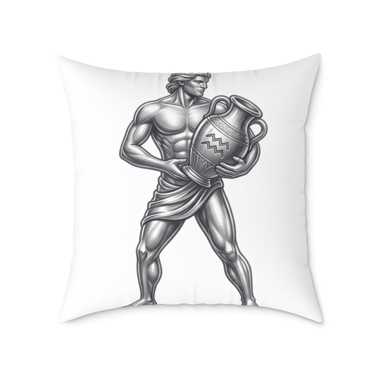 Aquarius Zodiac Pillow — Silver Water-Bearer Decorative Square Throw Pillow