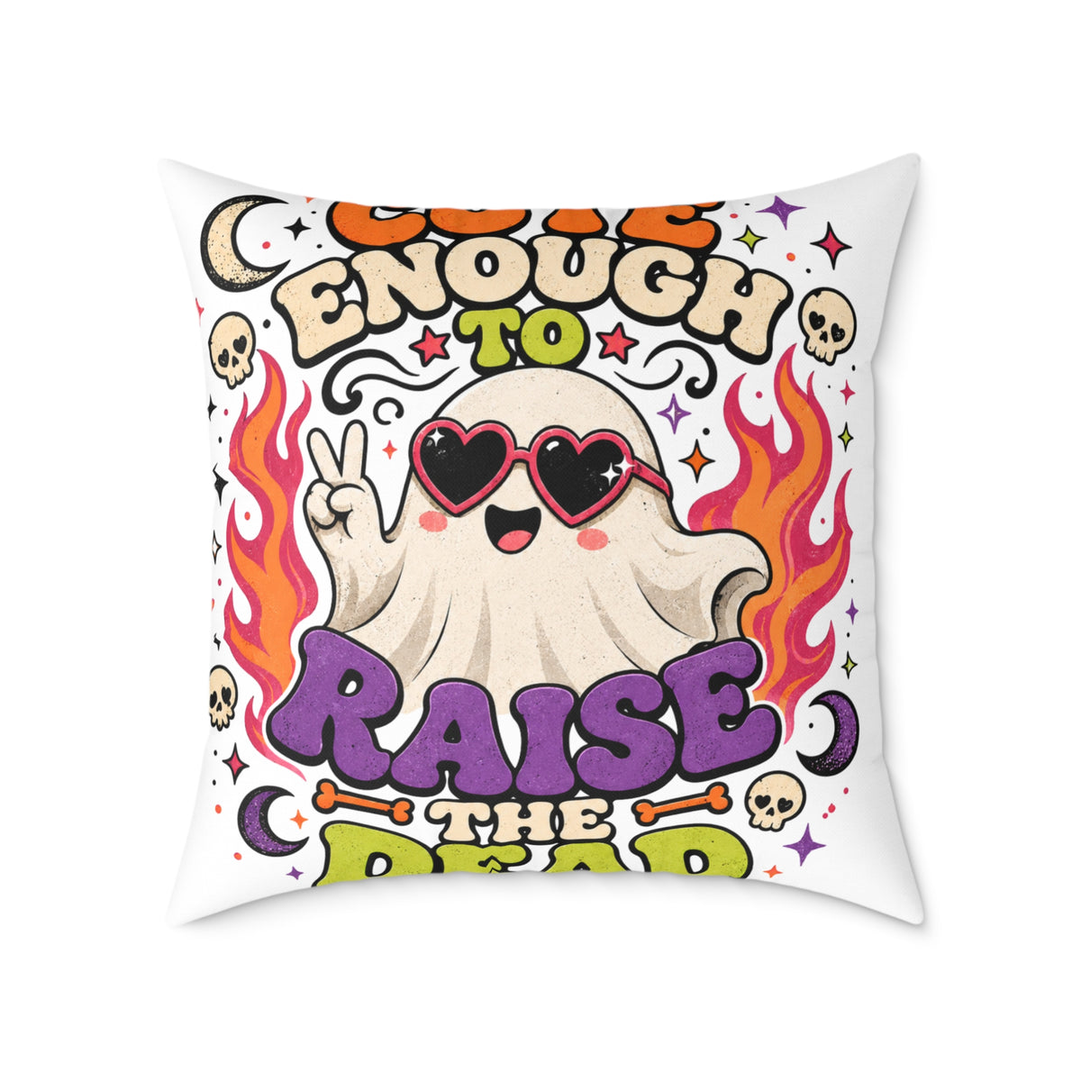 Halloween Pillow — 'Enough to Raise the Dead' Retro Ghost Decorative Throw Pillow