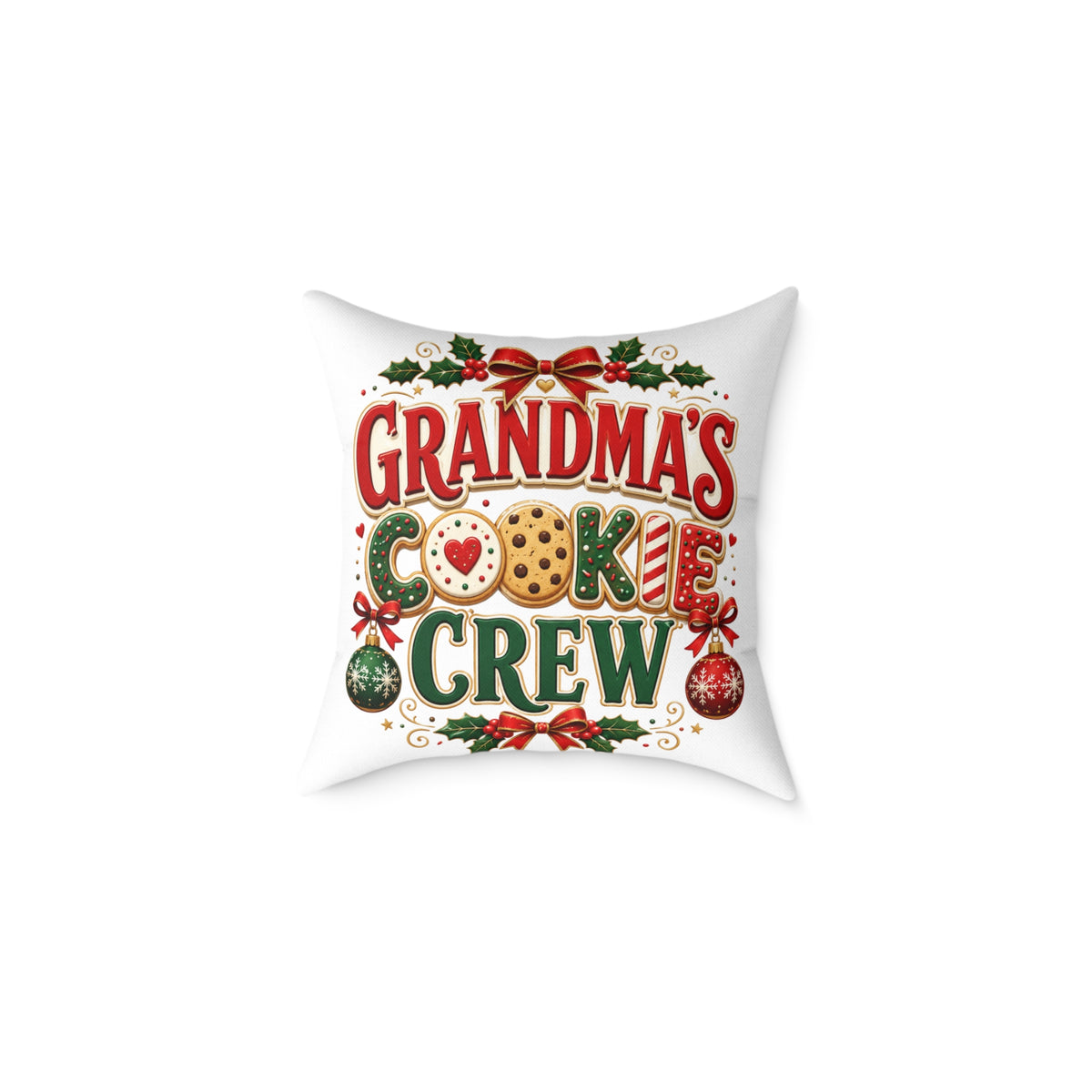 Christmas Grandma’s Cookie Crew Throw Pillow — Christmas Holiday Decorative Pillow