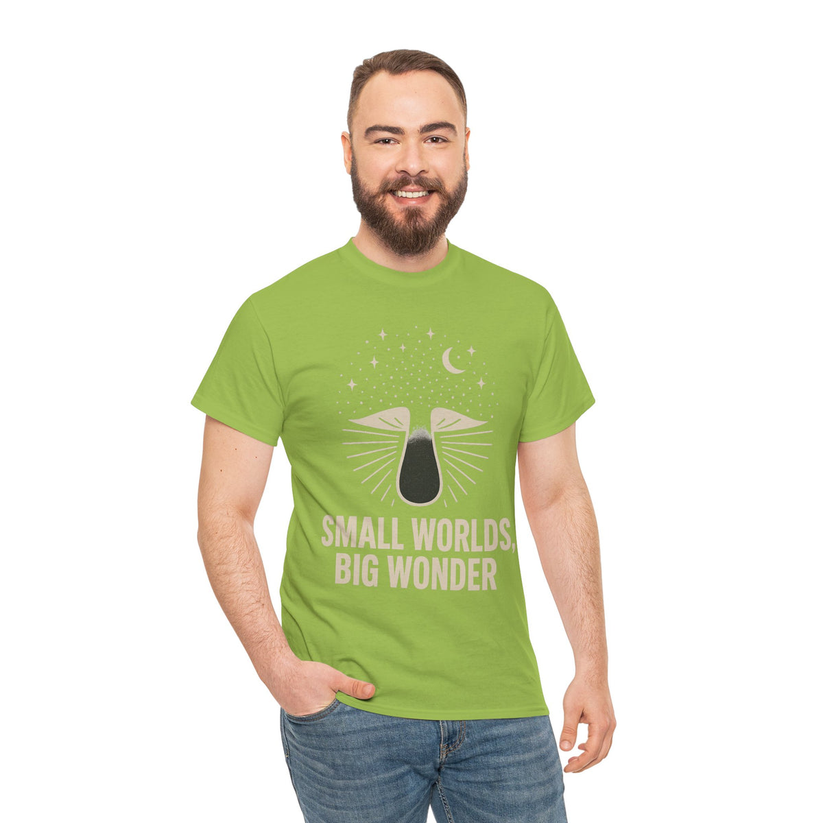 Small Worlds Big Wonder Celestial Mushroom Tee - Aesthetic Nature T-Shirt - Trending Now - September 2026