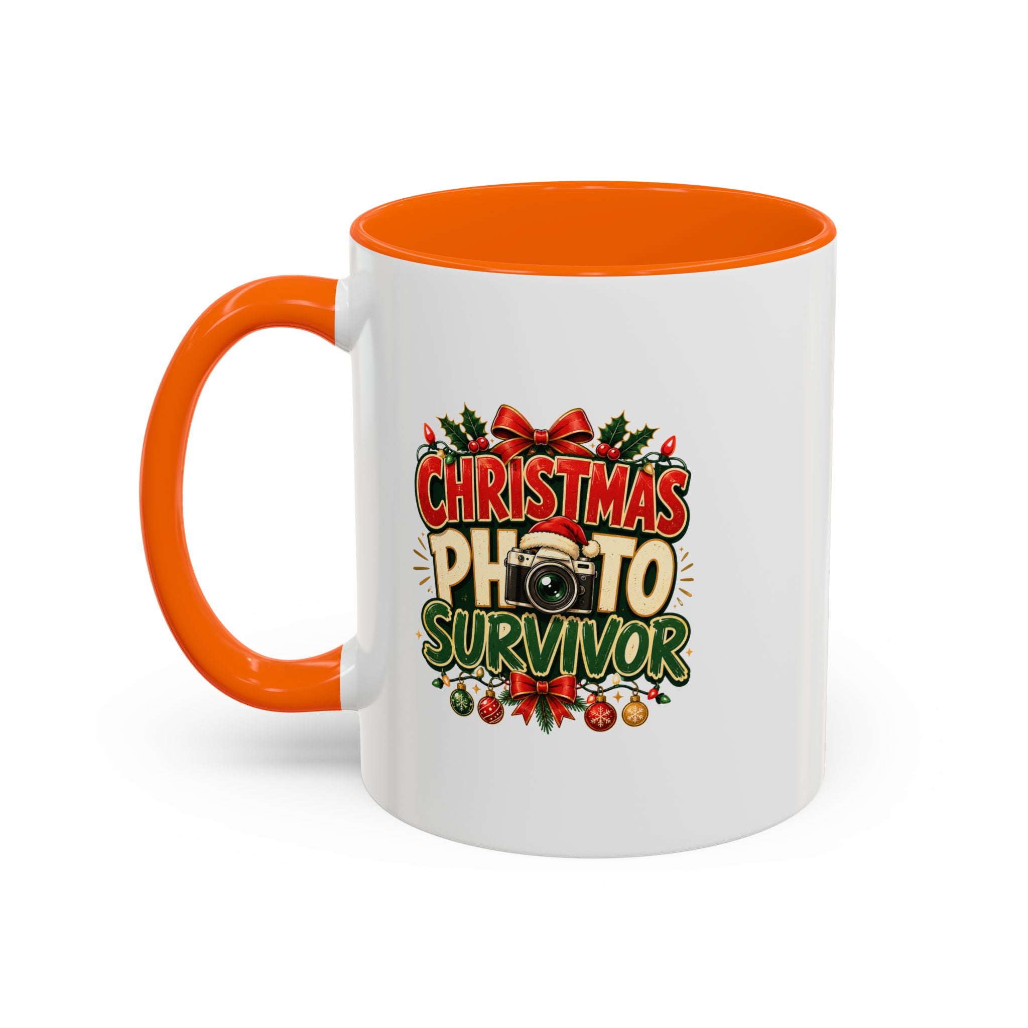 Christmas Photo Survivor Accent Coffee Mug — Holiday Photographer Gift