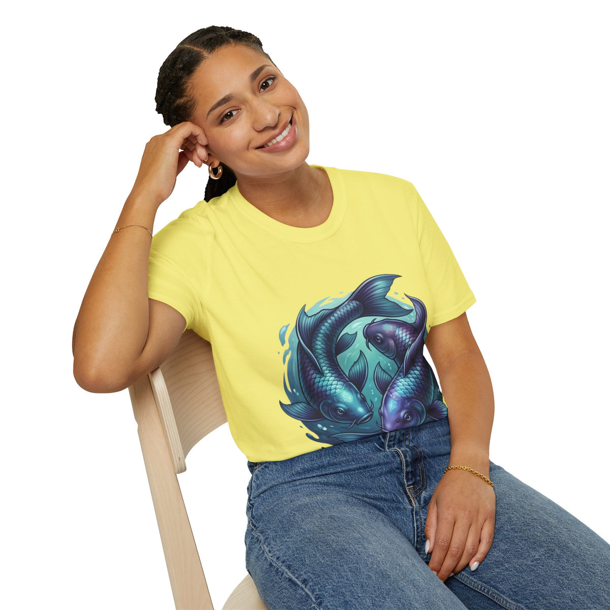 Koi Fish Circle T-Shirt — Artistic Yin Yang Aquatic Tee
