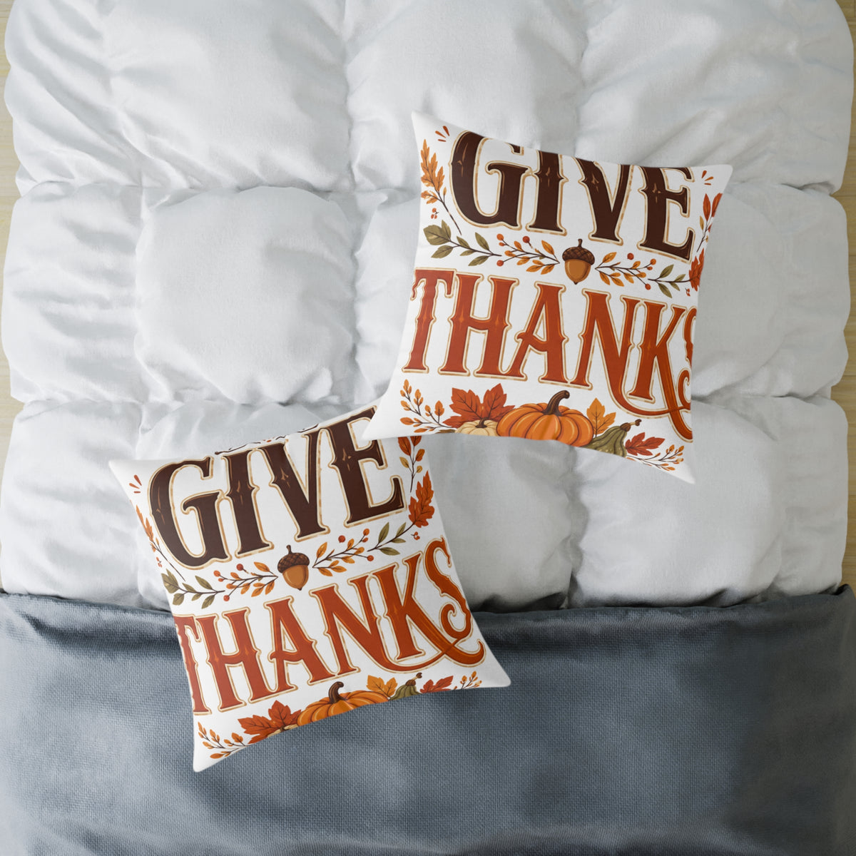 Thanksgiving Give Thanks Fall Pillow — Thanksgiving Decorative Throw Pillow