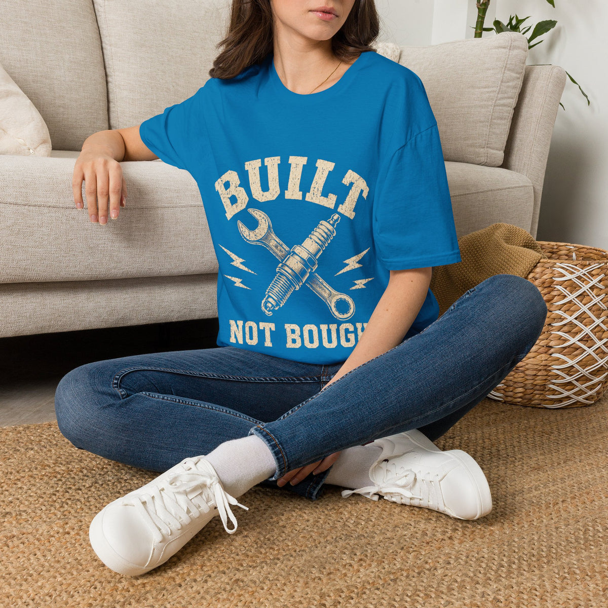 Built Not Bought T-Shirt — Mechanic Wrench & Spark Plug Vintage Tee