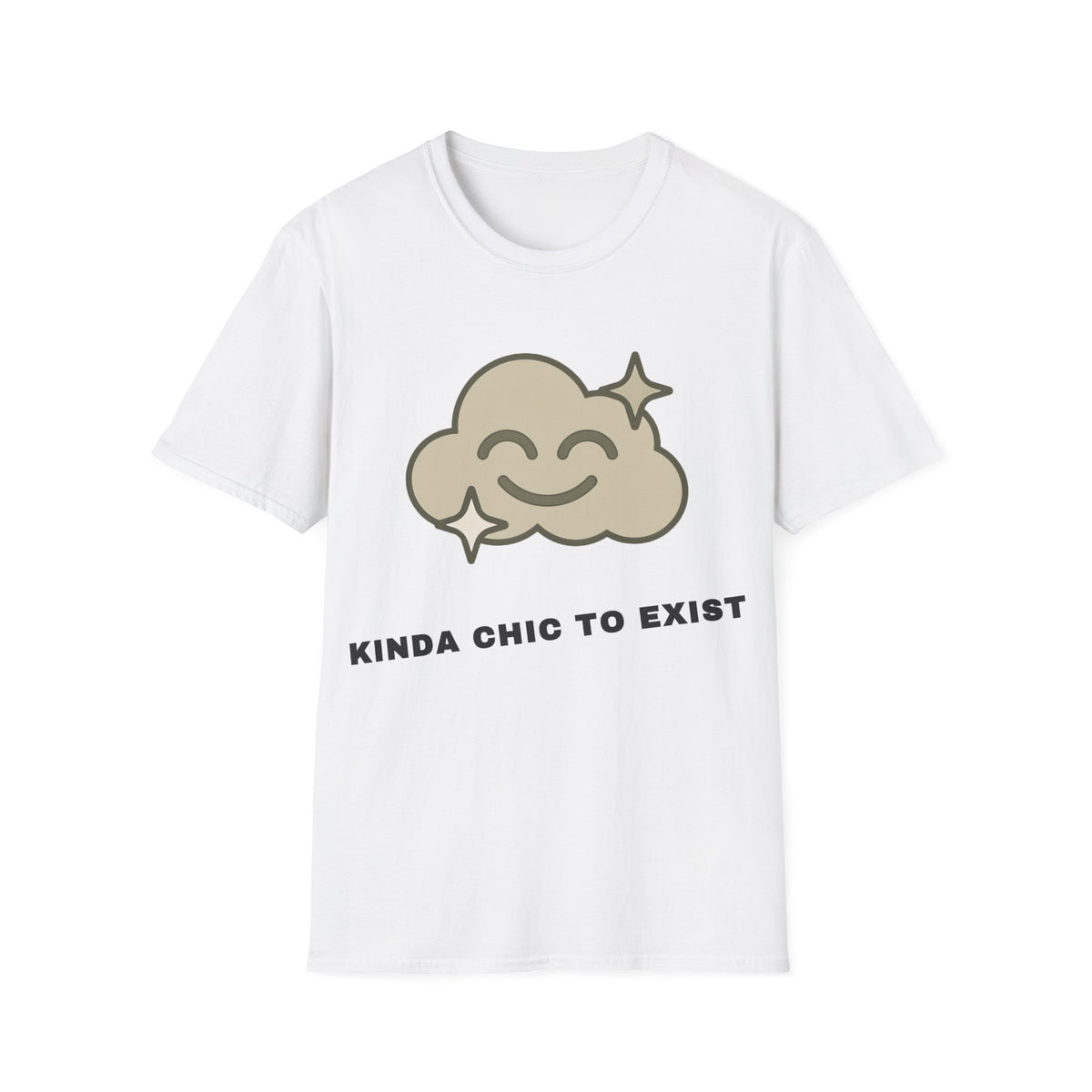 T-Shirt — "Kinda Chic to Exist" Smiling Cloud Graphic Tee - Trending Now - September 2026