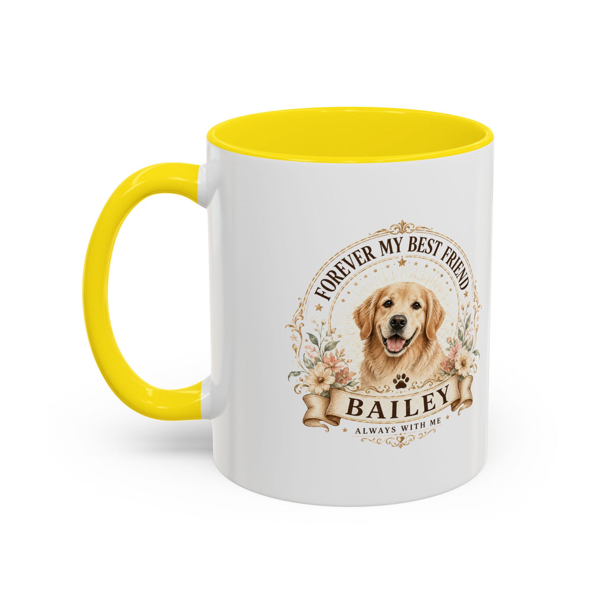 Milo Bailey Dog Dad Mom Golden Retriever Coffee Mug — “Forever My Best Friend” Personalized Dog Mug (Bailey)