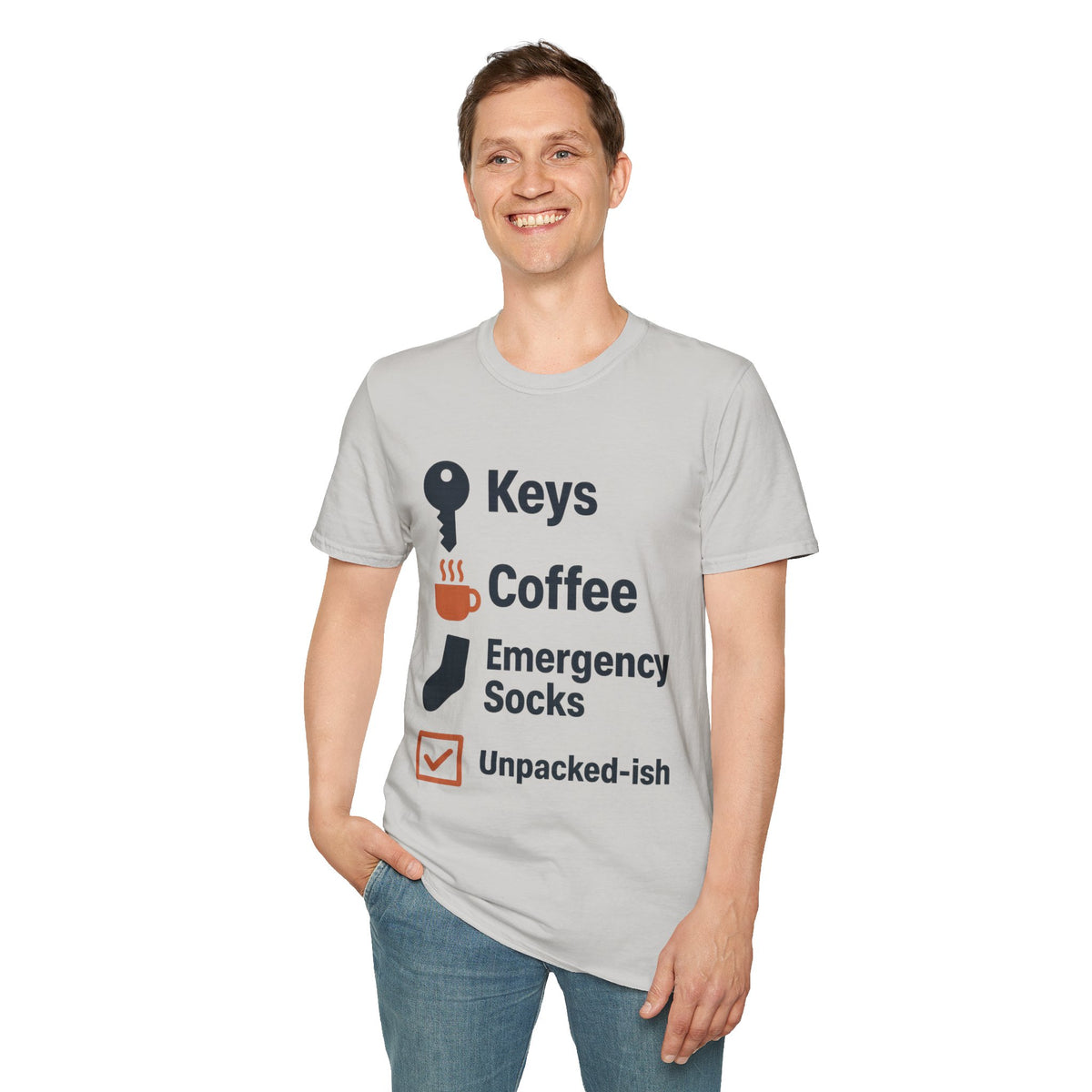 Keys, Coffee, Phone, Wallet Checklist T-Shirt — Minimal Daily Essentials Graphic Tee - Trending Now - August 2026