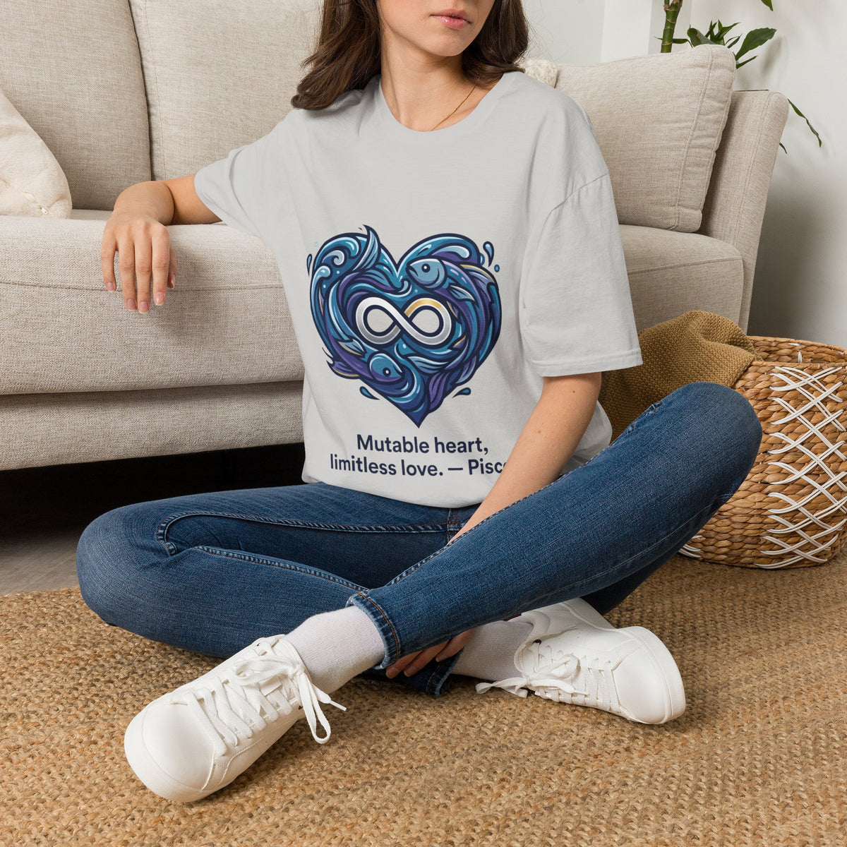 Pisces Infinity Heart T‑Shirt — Zodiac Ocean Love Tee