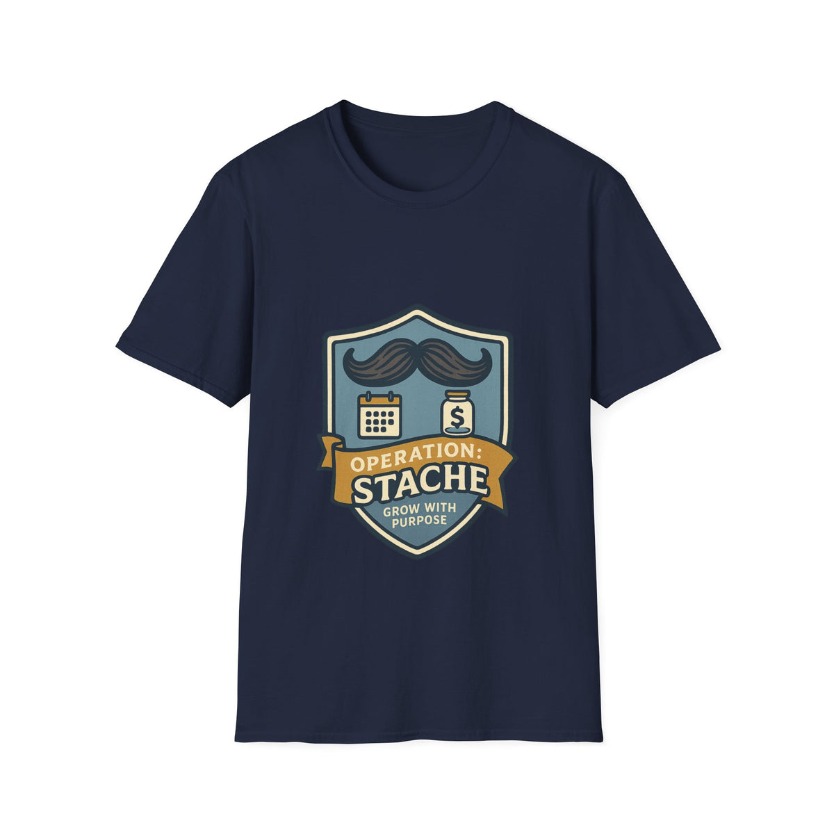 Mustache Badge T-Shirt — Stache Crest Graphic Tee - Trending Now - October 2026