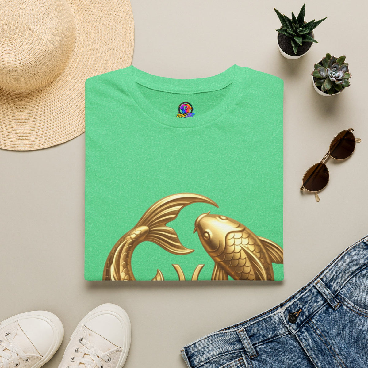 Pisces Gold Fish T-Shirt — Zodiac Symbol Astrology Tee